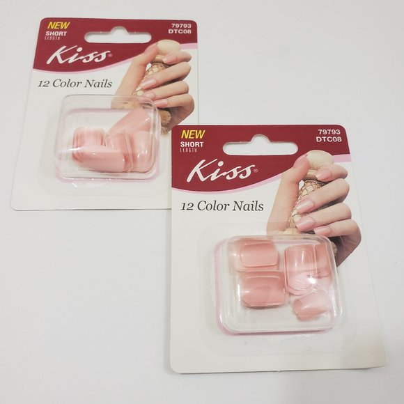 Kiss Makeup Kiss Glue On Nails Light Pink Short Lot Of 2 Poshmark
